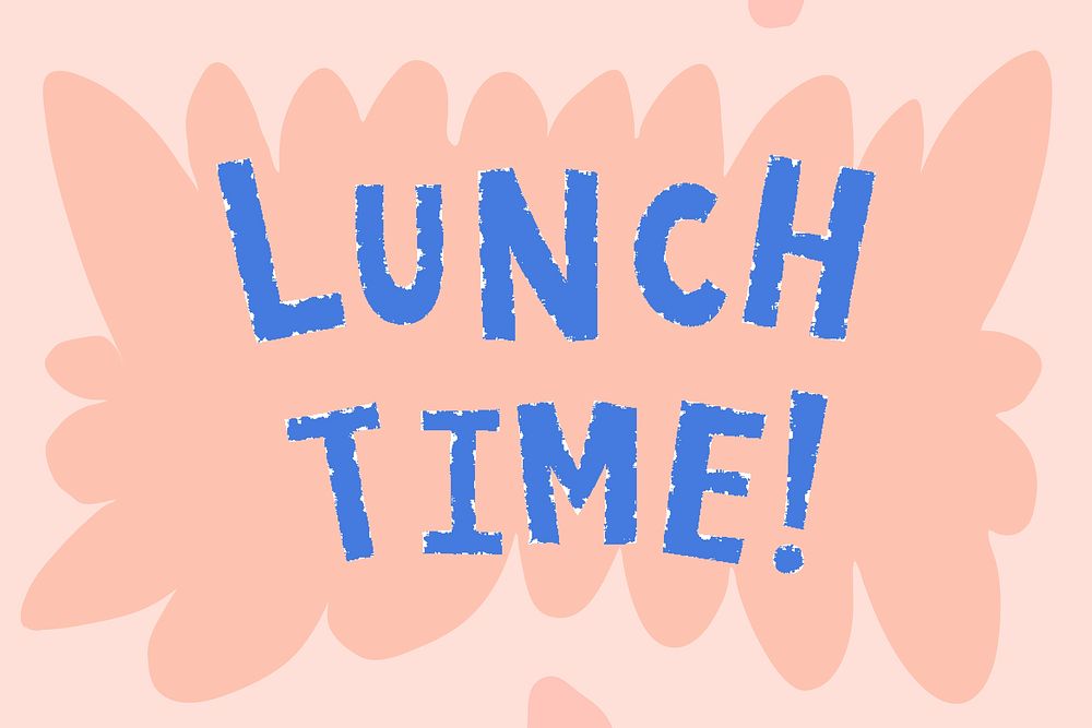 Blue lunch time! doodle typography on a pink background vector