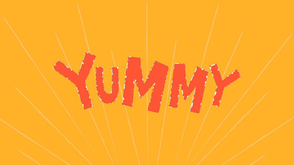 Yummy doodle typography on a yellow background vector