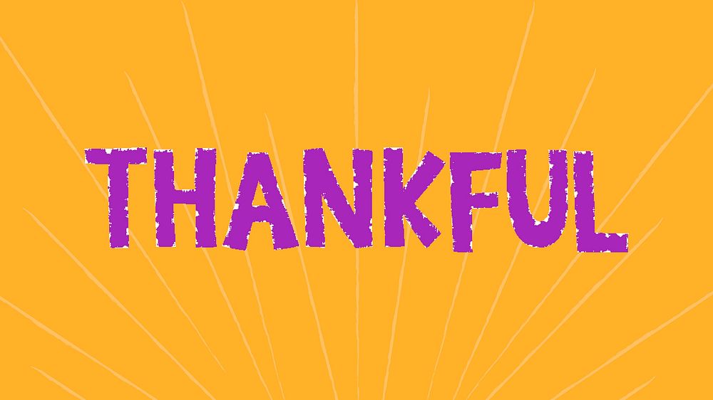 Thankful doodle typography on a yellow background vector
