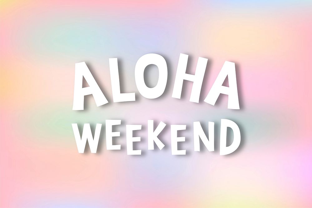 White aloha weekend doodle typography on a pastel background vector