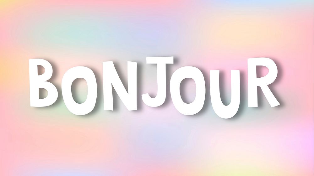 Bonjour doodle typography on a pastel background vector