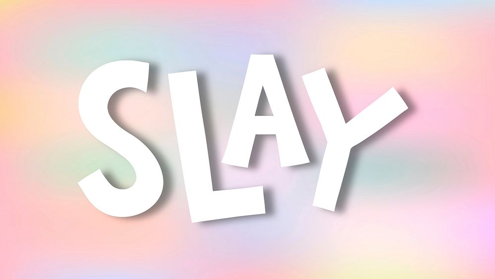 White slay doodle typography on a pastel background vector