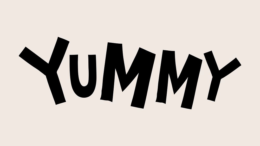 Yummy doodle typography on beige background vector