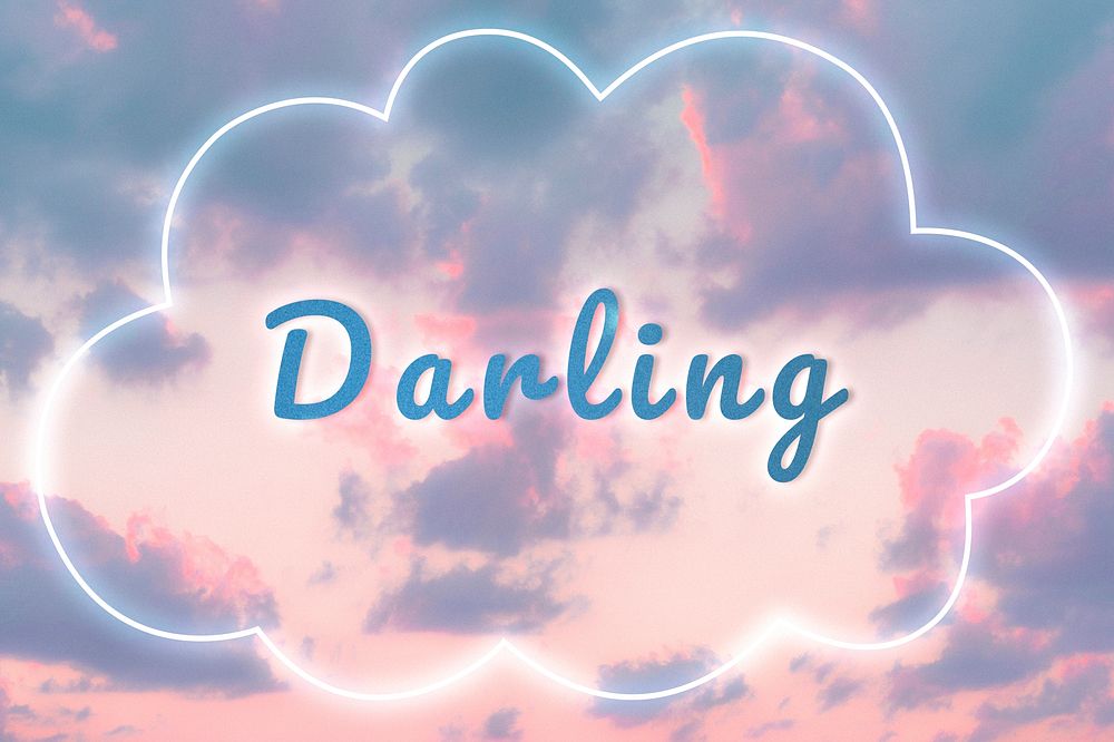 Darling blue neon typography text
