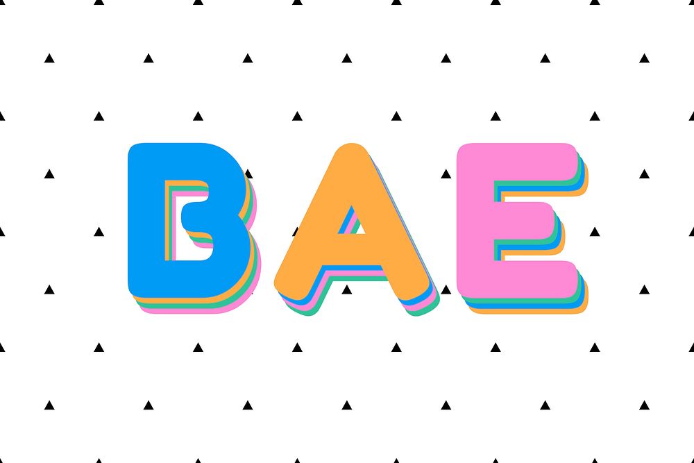Bae colorful letter smooth font illustration