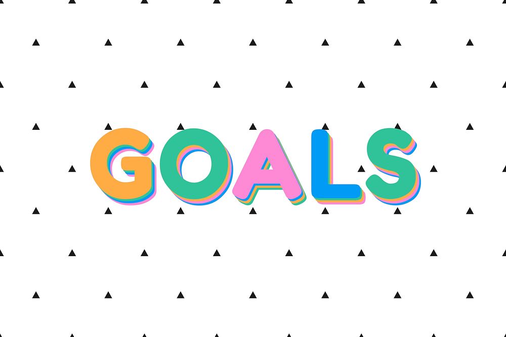 Goals letter pastel colored rounded font illustration