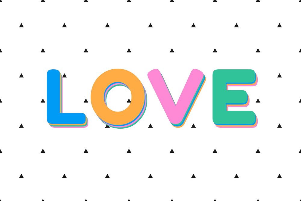 Love letter pastel colored rounded font illustration