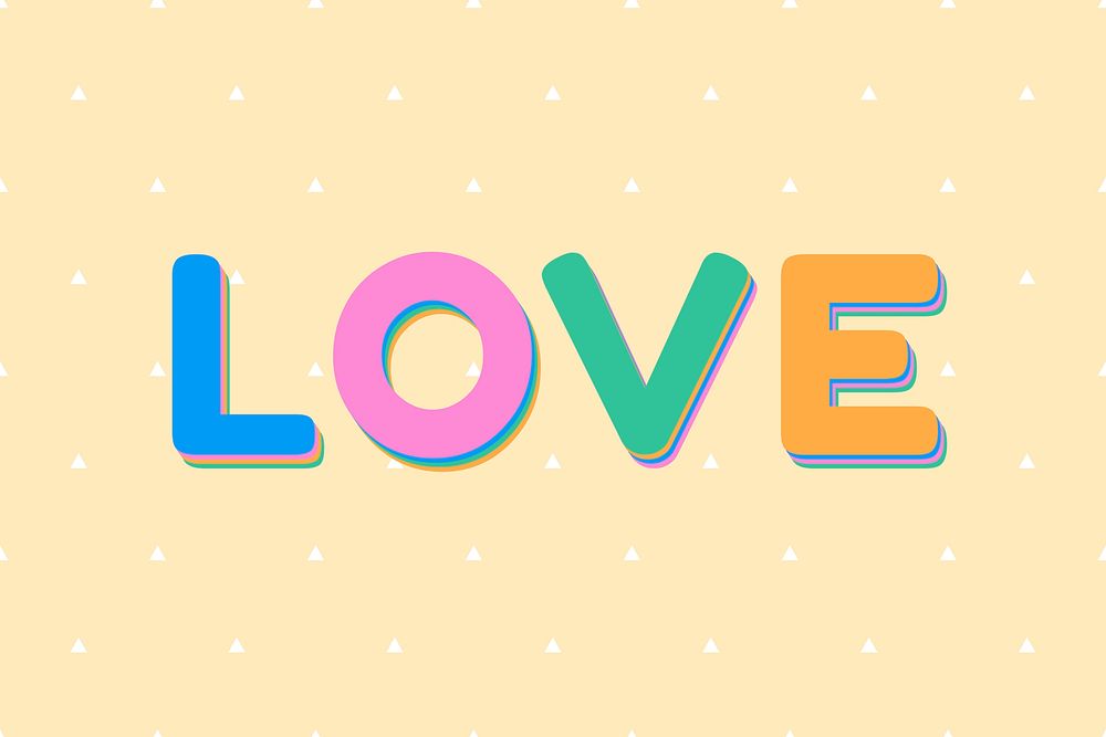 Love word typography boldface font 