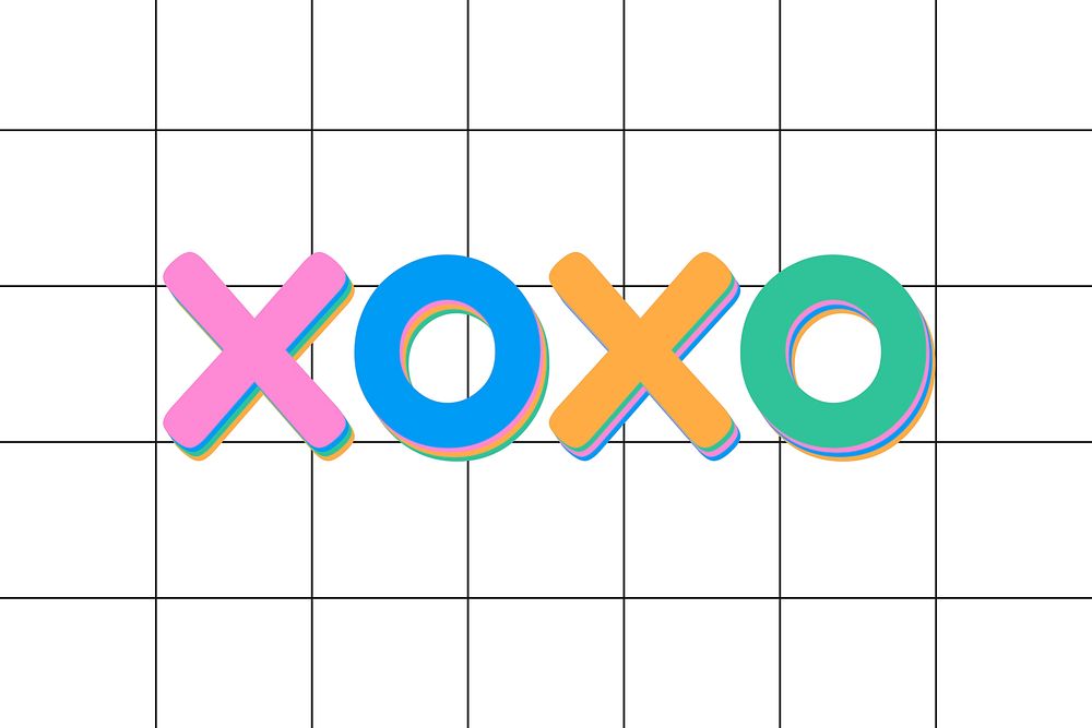 XOXO colorful rounded font typography illustration 