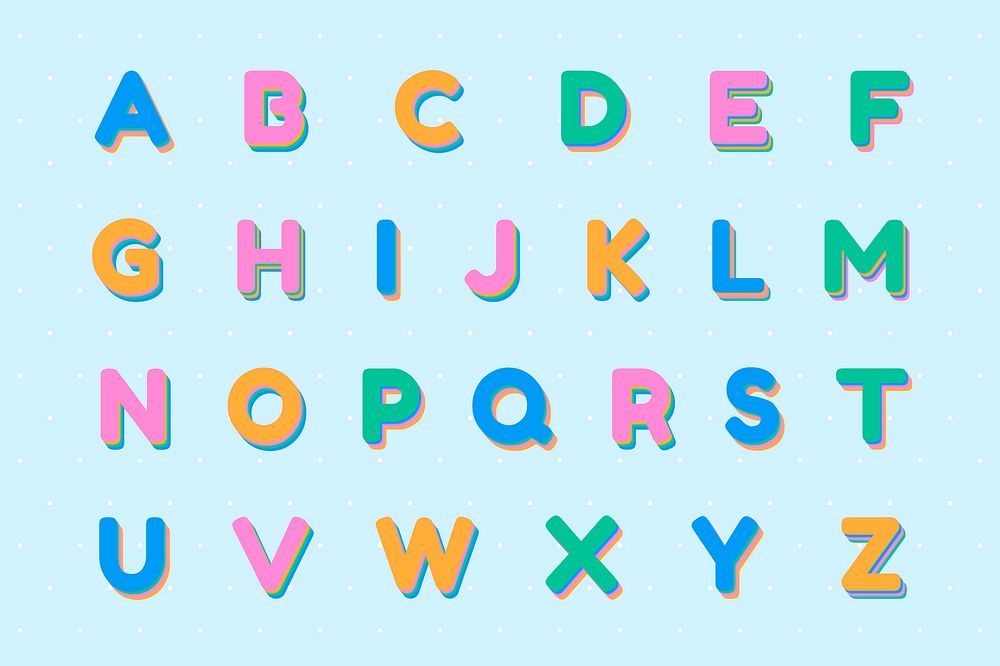 Capital letter set font typography 3d