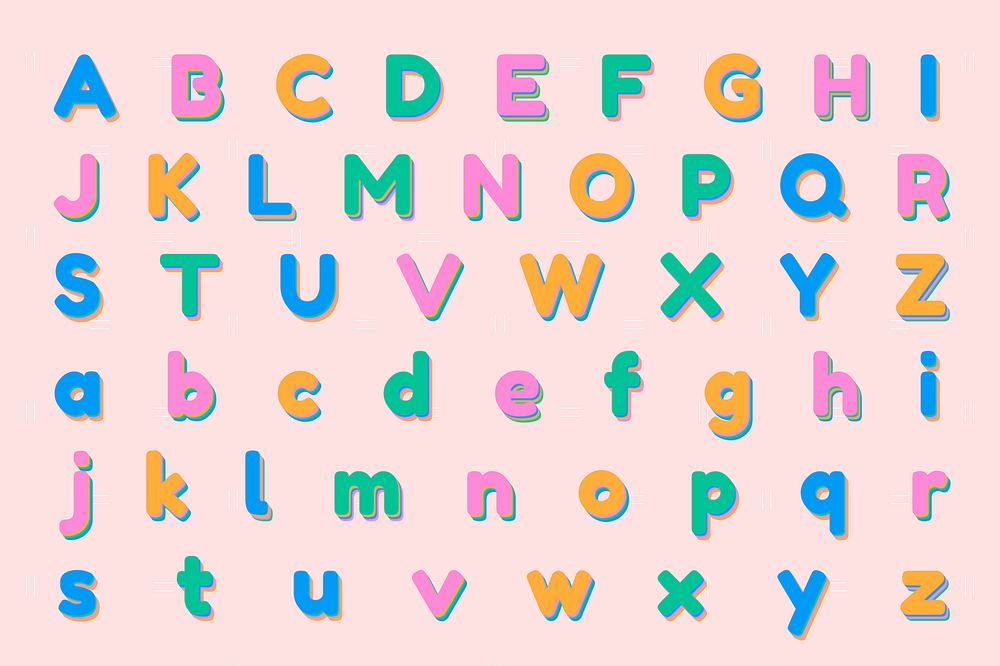 3d colorful english letter set 