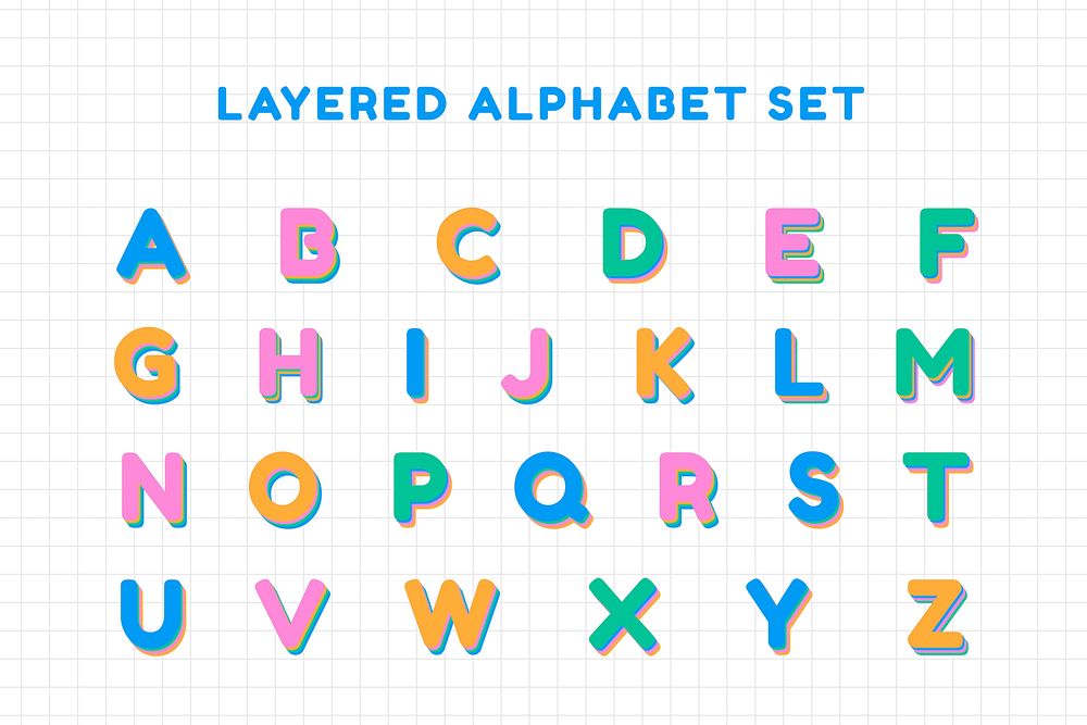 Vector layered alphabet set font