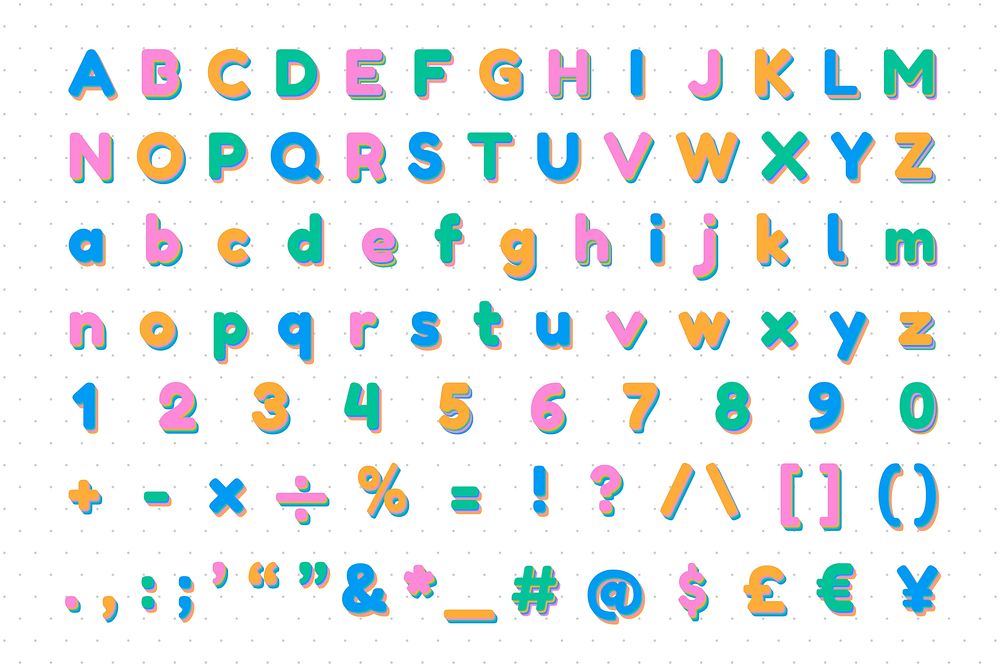 Vector alphabet and sign set font 