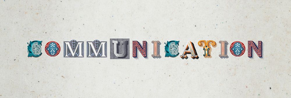 Communication word vintage victorian typography lettering