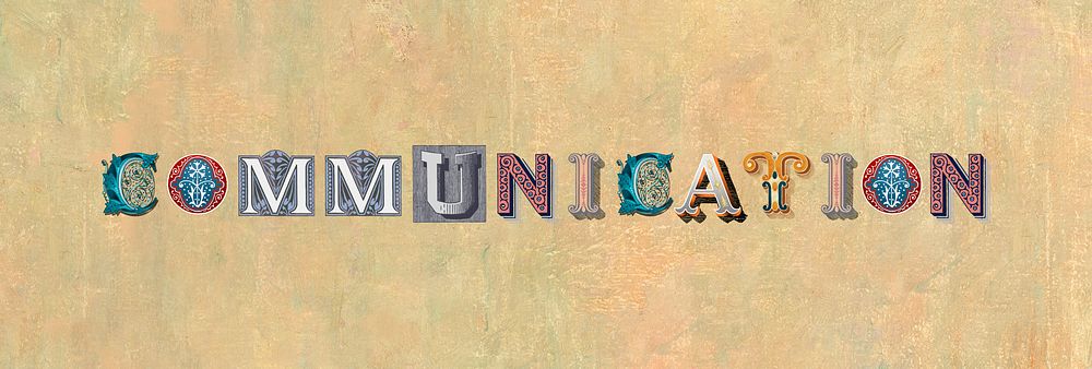 Communication word ornamental font typography