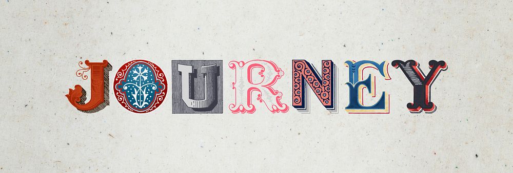 Journey word vintage victorian typography lettering