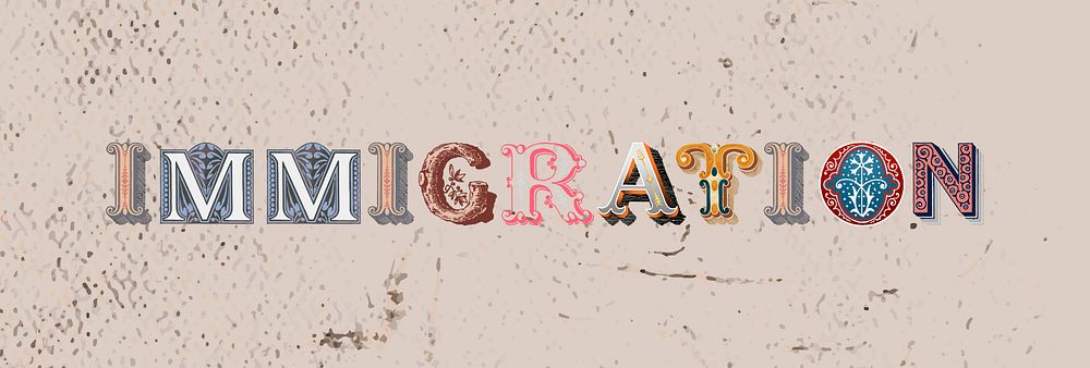 Immigration word vintage victorian typography | Free Photo - rawpixel