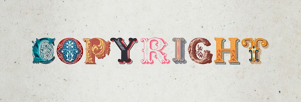 Copyright word vintage victorian typography lettering