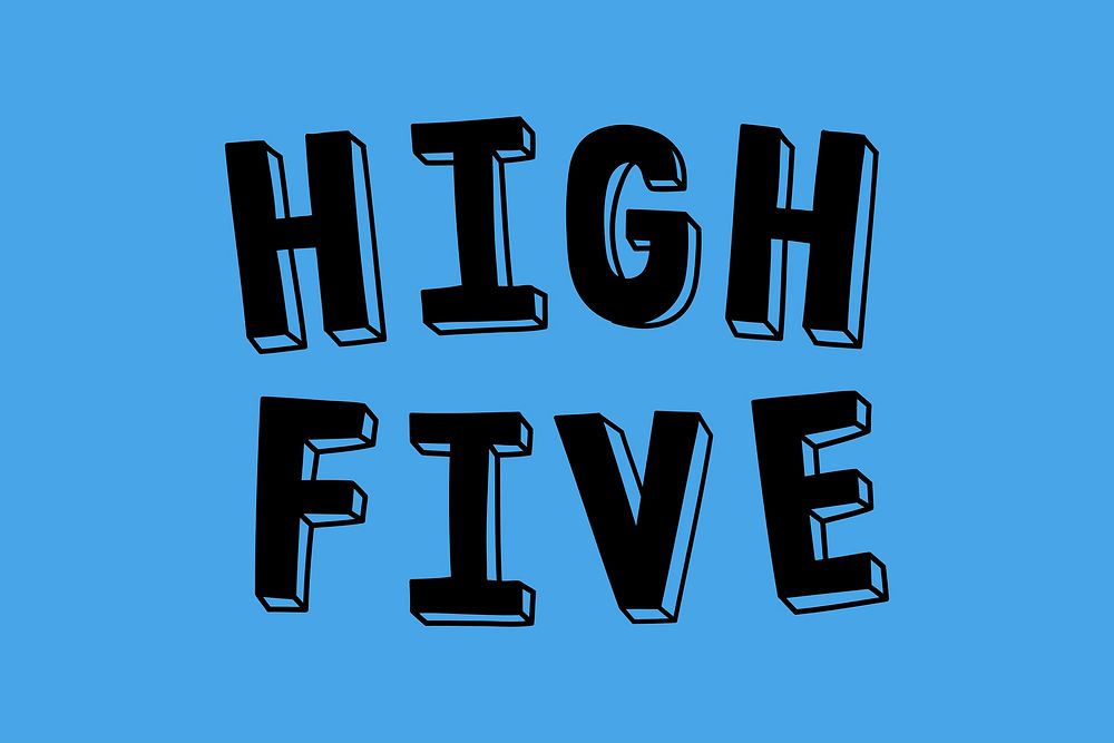 High five vector word typography