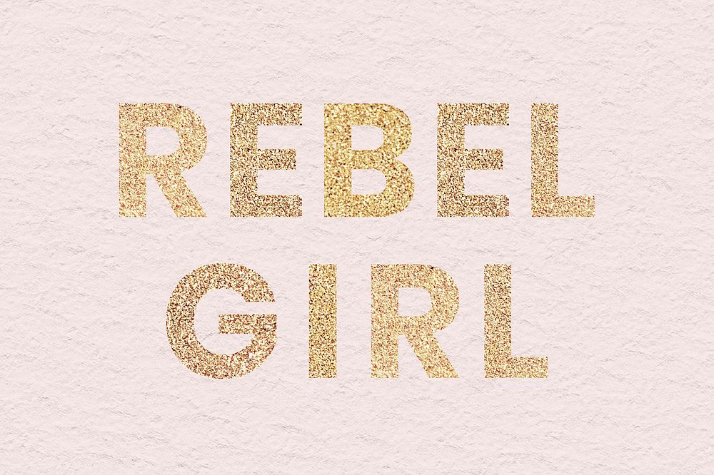 Glittery rebel girl typography on a pink background