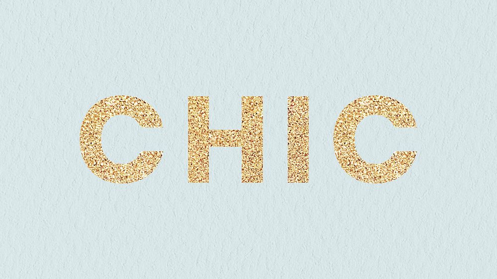 Glittery chic typography on blue background
