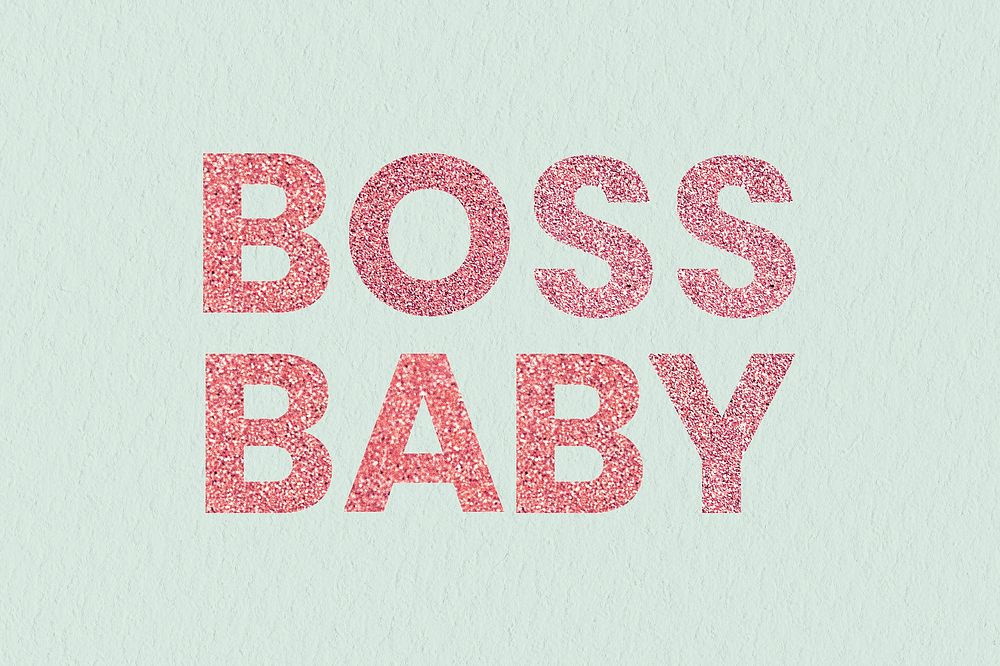 Boss Baby red glittery trendy word with green wallpaper