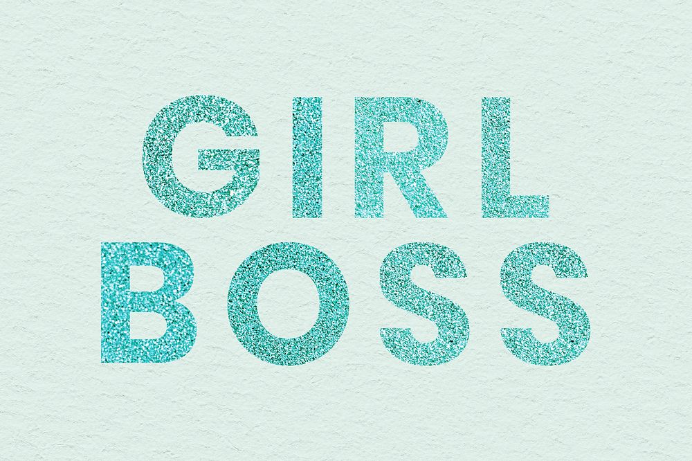 Sparkly Girl Boss aqua blue word typography background