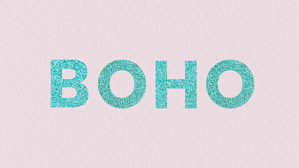 Aqua blue Boho glittery word typography pink wallpaper