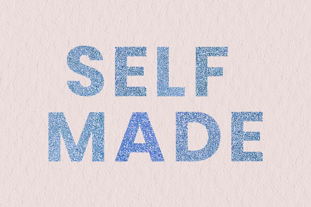 Glittery Selfmade blue typography with texture wallpaper
