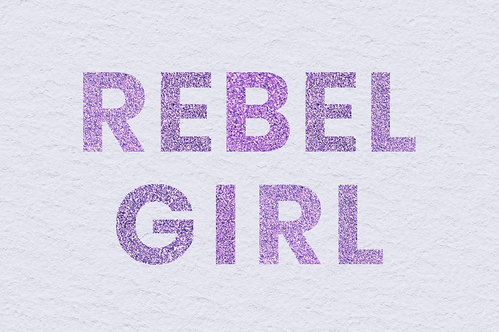 Rebel Girl glittery purple typography word wallpaper