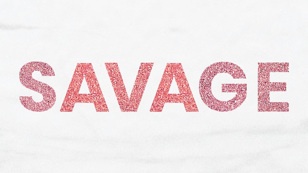 Savage shiny red word typography with white background