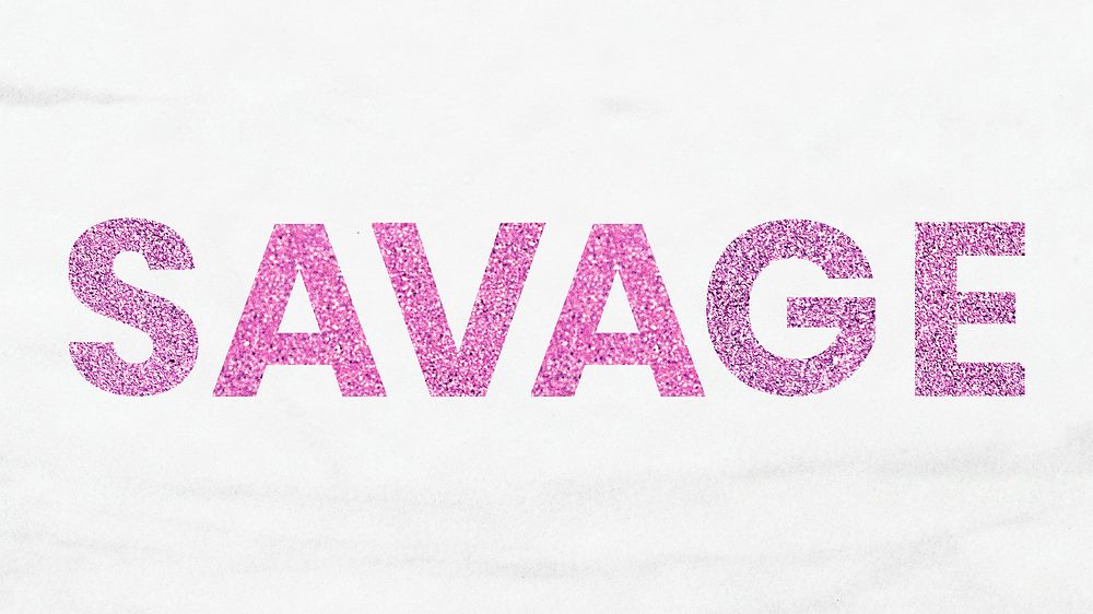 Glitter pink Savage word white marble background