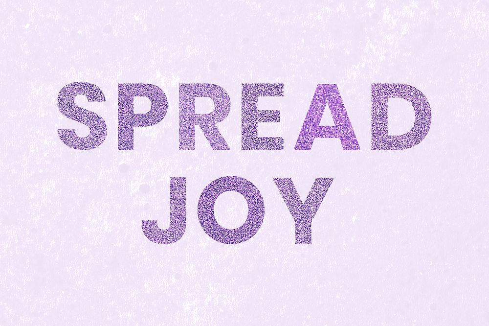 Spread Joy purple glittery trendy word typography