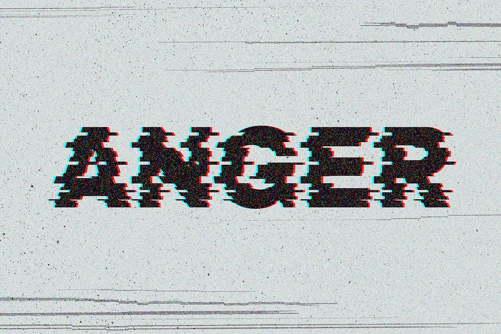 Anger blurred word typography on gray background