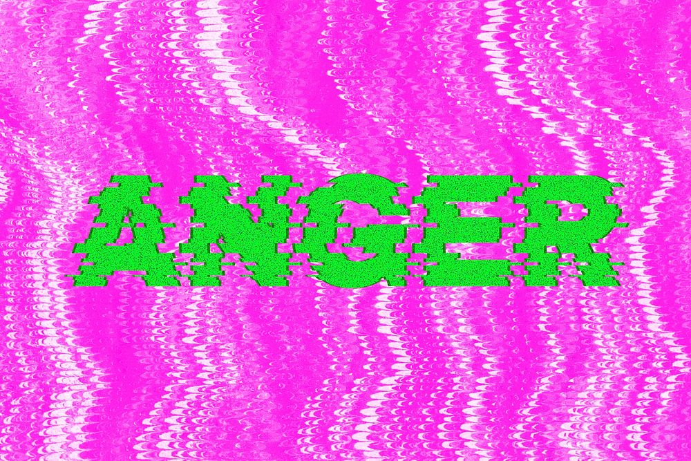 Anger blurred word typography on pink background