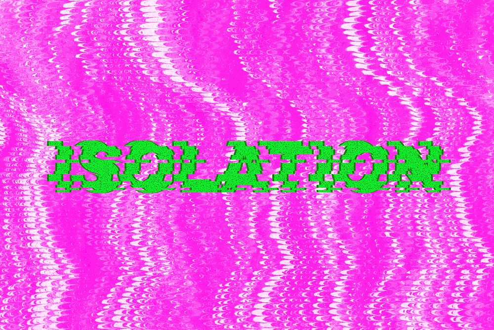 Isolation glitch effect typography on pink background
