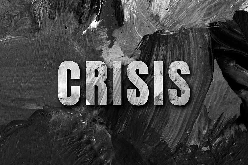 Crisis uppercase letters typography on brush stroke background