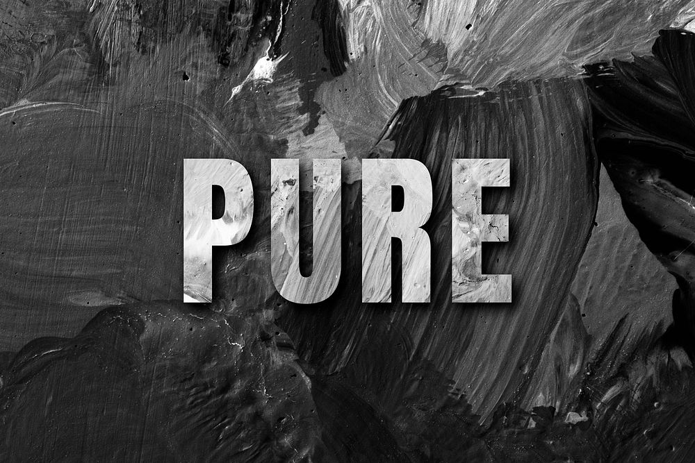 Pure uppercase letters typography on brush stroke background