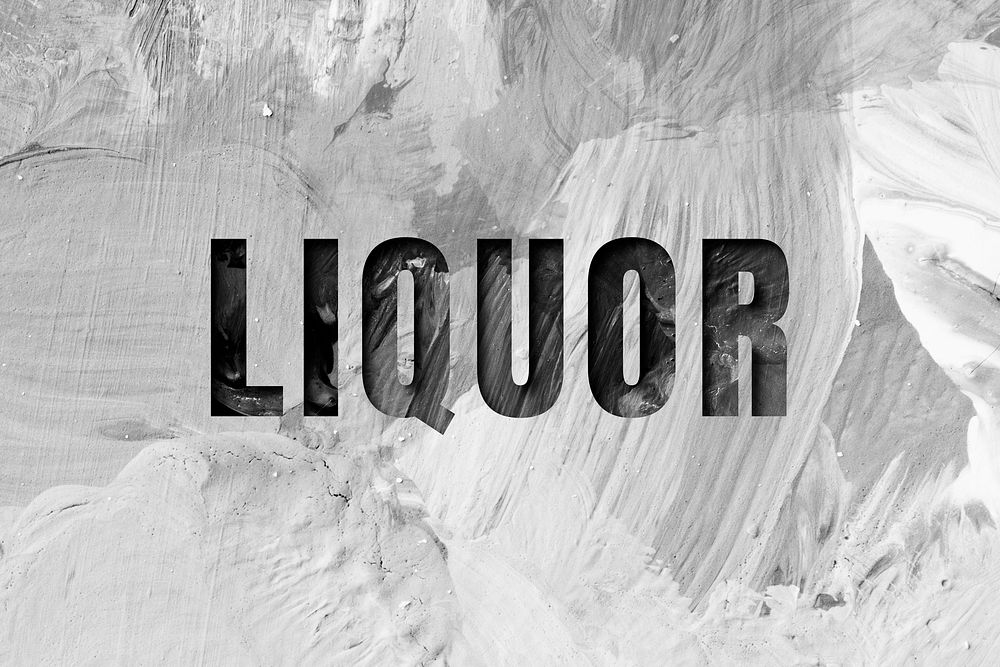 Liquor uppercase letters typography on brush stroke background