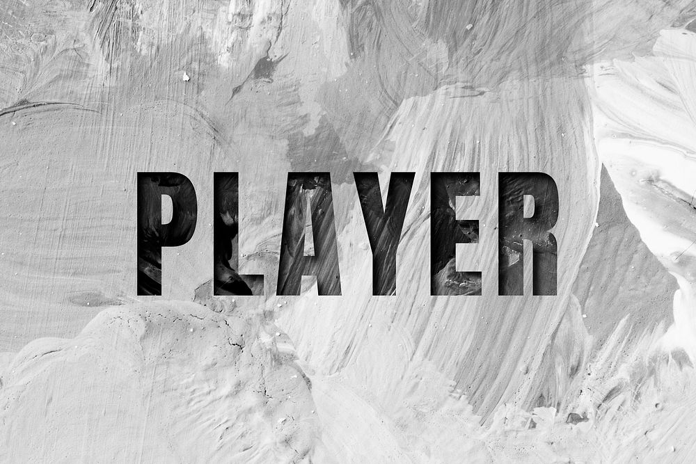 Player uppercase letters typography on brush stroke background