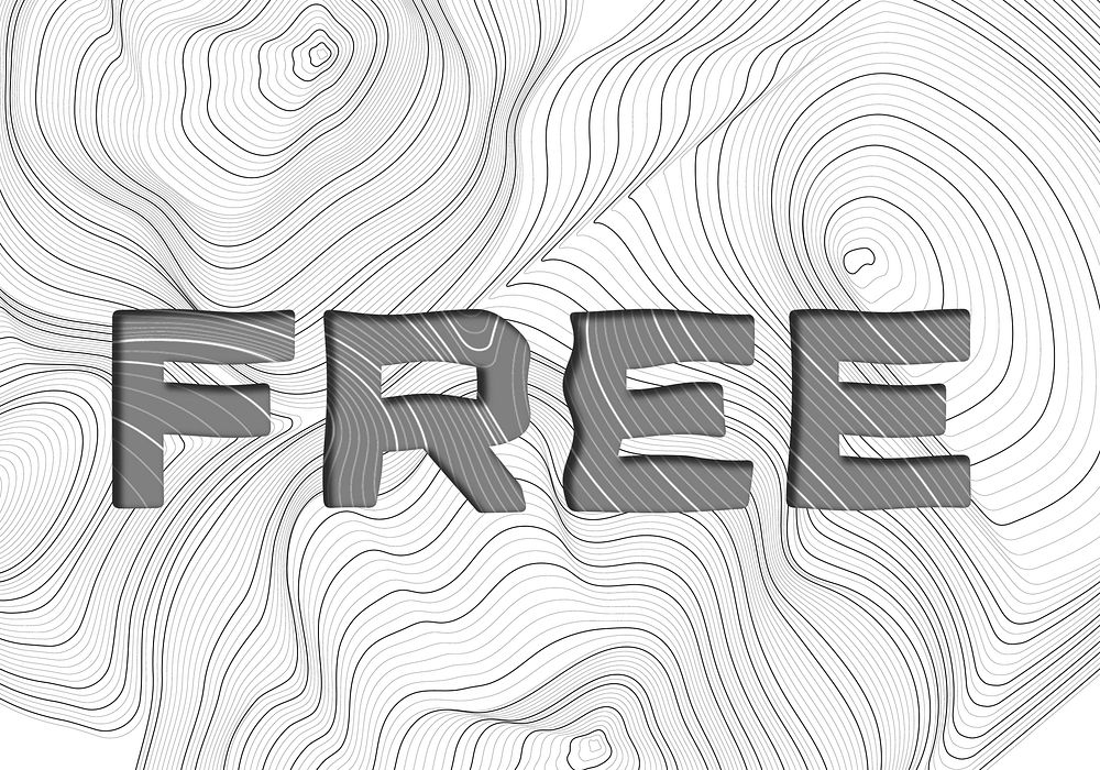 Dark gray free word typography on a white topographic background