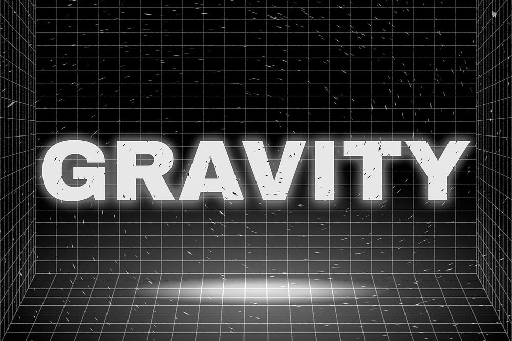 Text GRAVITY glowing typography design on black