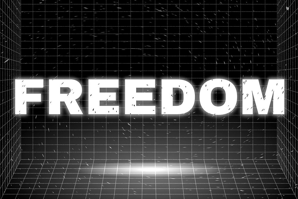 Text FREEDOM glowing typography design on black