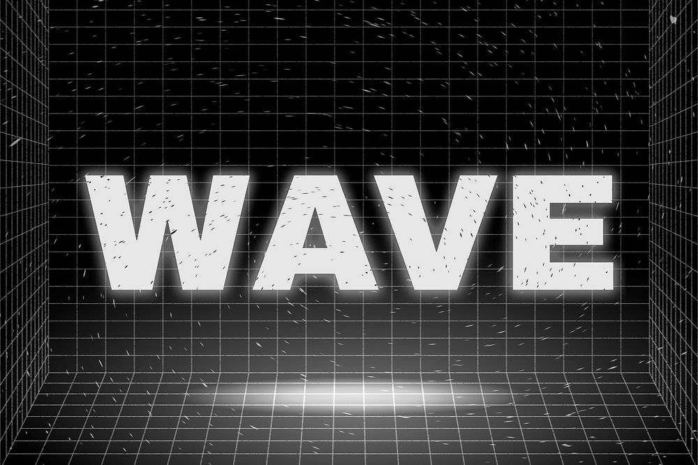 Text WAVE glowing typography design on black