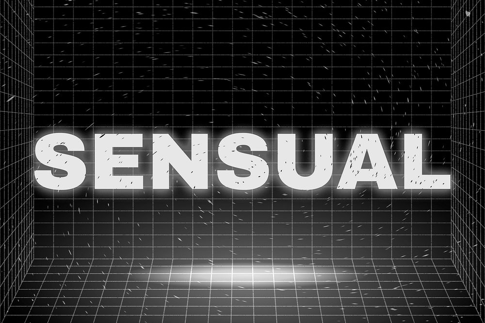 Text SENSUAL glowing typography design on black