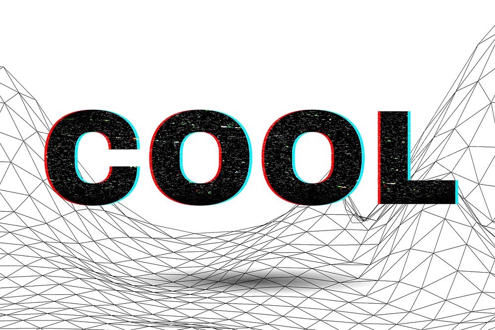 Text COOL typography wavy background