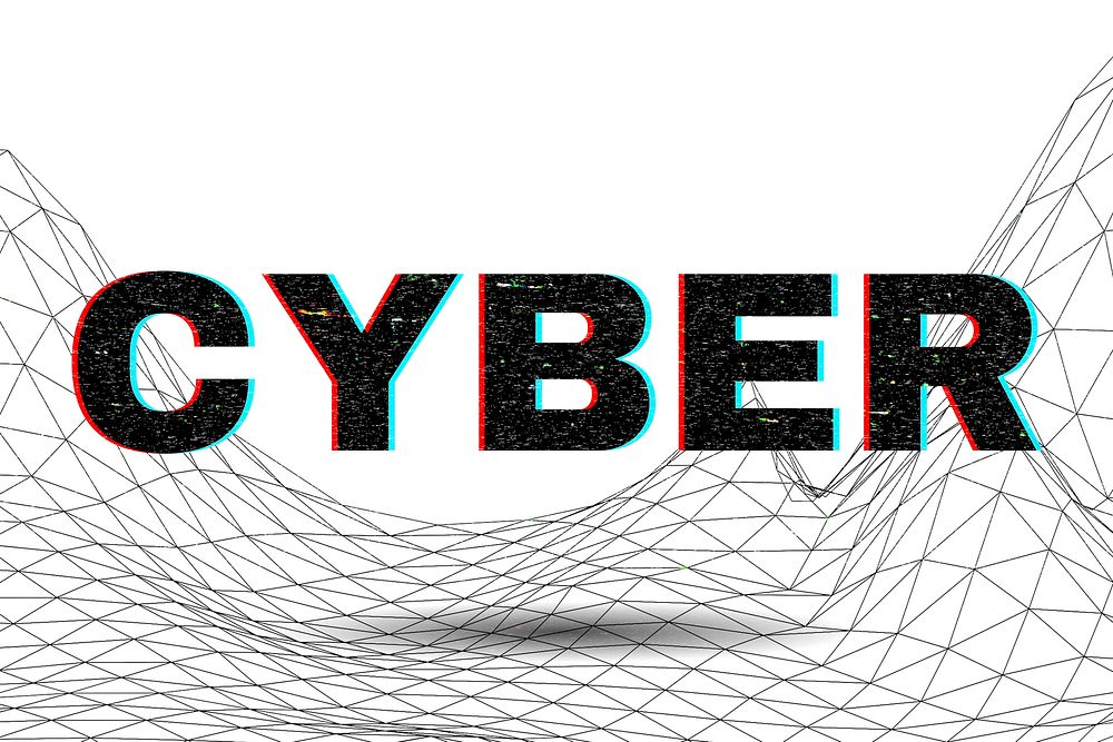 Text CYBER typography wavy background