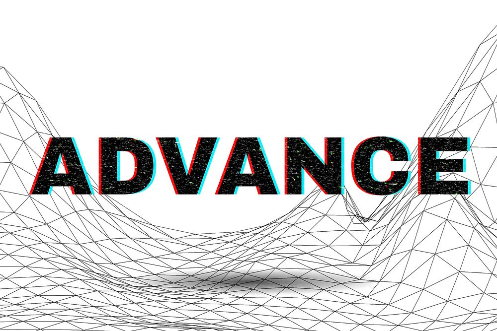 Text ADVANCE typography wavy background