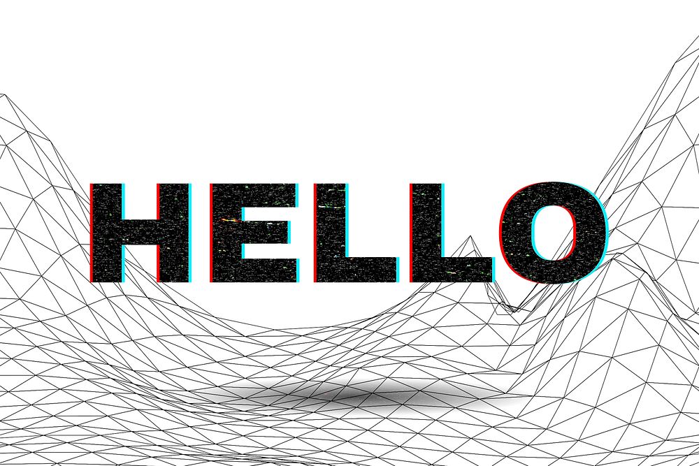 Text HELLO typography wavy background