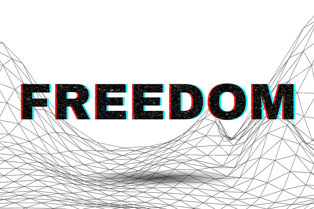 Text FREEDOM typography wavy background
